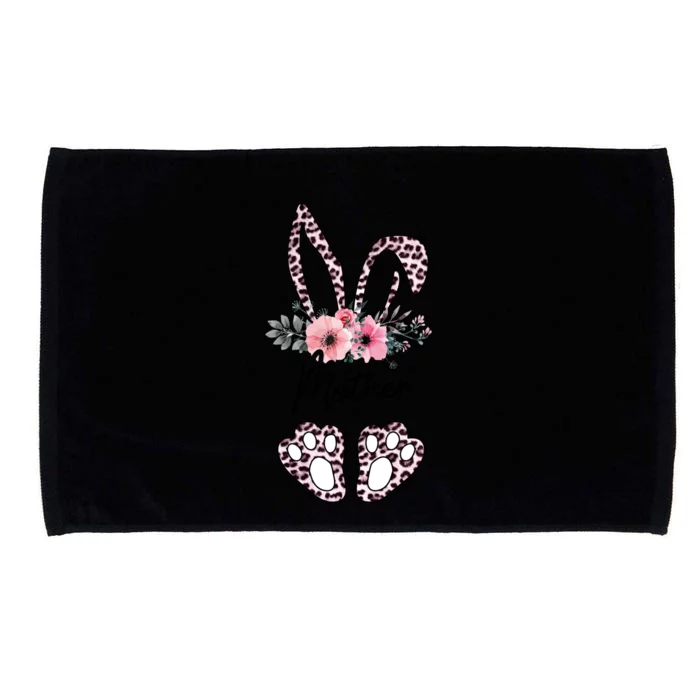 Mother Easter Bunny Floral Leopard Print Mom Happy Easter Cute Gift Microfiber Hand Towel