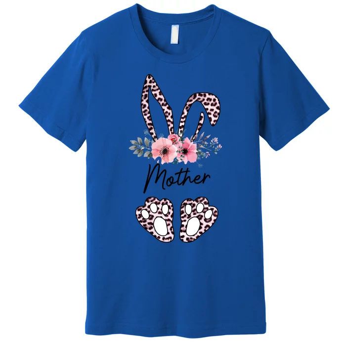 Mother Easter Bunny Floral Leopard Print Mom Happy Easter Cute Gift Premium T-Shirt