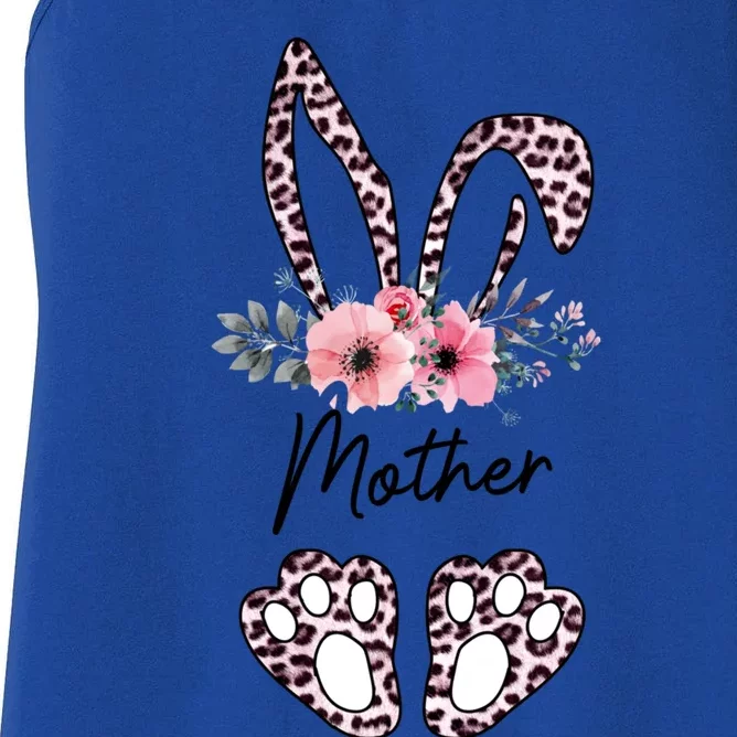 Mother Easter Bunny Floral Leopard Print Mom Happy Easter Cute Gift Women's Racerback Tank