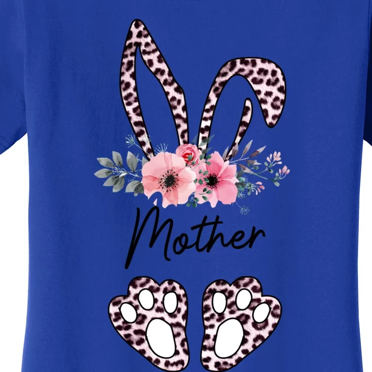 Mother Easter Bunny Floral Leopard Print Mom Happy Easter Cute Gift Women's T-Shirt