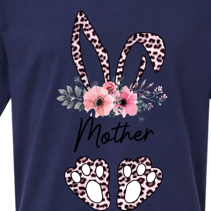 Mother Easter Bunny Floral Leopard Print Mom Happy Easter Cute Gift Sueded Cloud Jersey T-Shirt