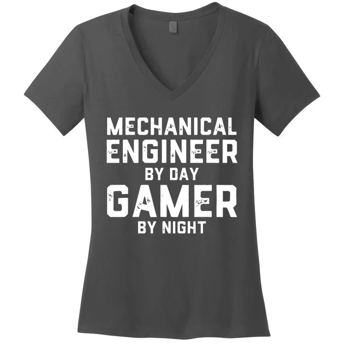 Mechanical Engineer By Day Gamer By Night Meme For Engineers Women's V-Neck T-Shirt