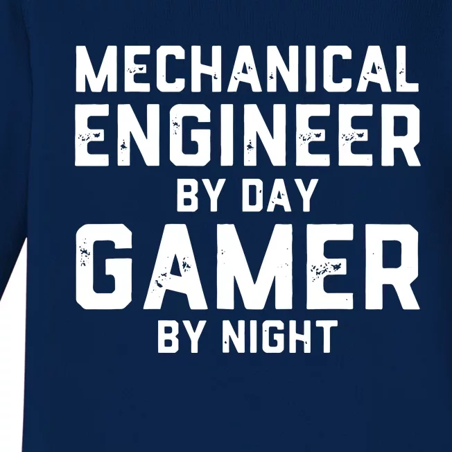 Mechanical Engineer By Day Gamer By Night Meme For Engineers Baby Long Sleeve Bodysuit