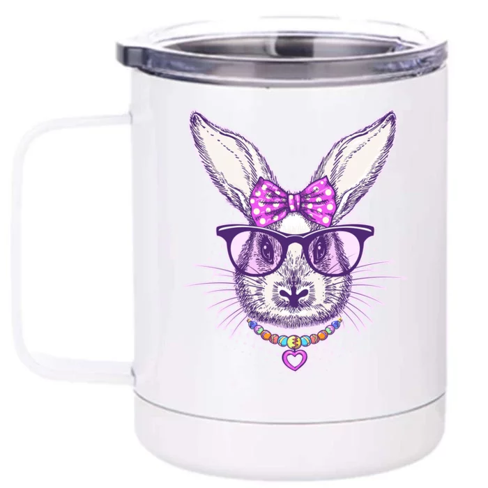 Miss Easter Bunny Matching Family Couple Front & Back 12oz Stainless Steel Tumbler Cup