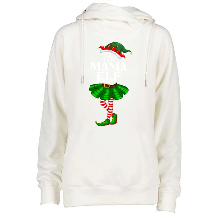 Mama Elf Christmas Costume Matching Family Mama Elf Squad Gift Womens Funnel Neck Pullover Hood