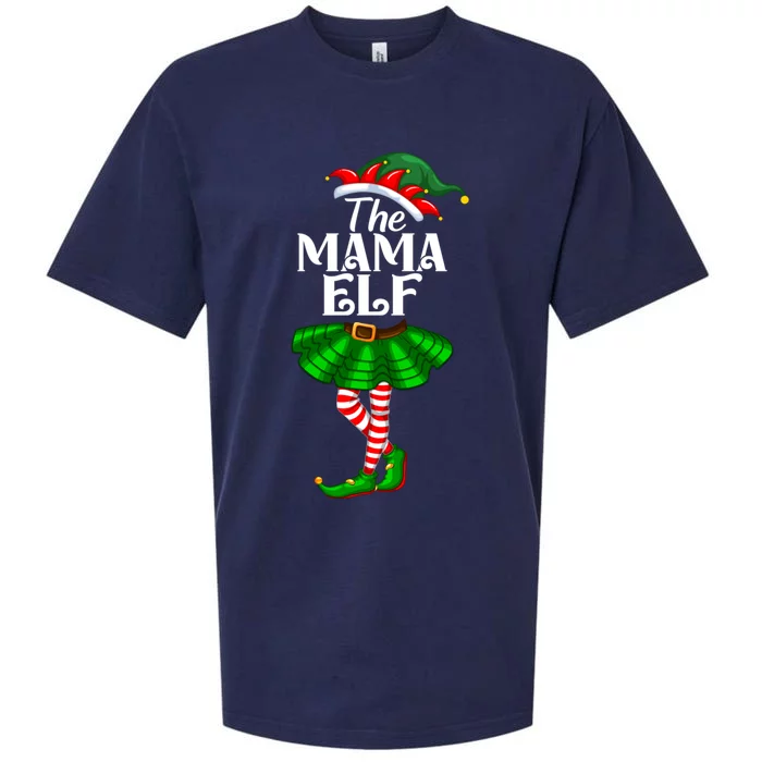 Mama Elf Christmas Costume Matching Family Mama Elf Squad Gift Sueded Cloud Jersey T-Shirt