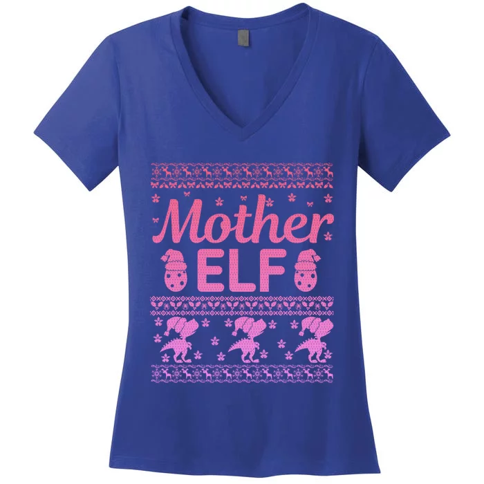 Mother Elf Christmas Family Ugly Xmas Christmas Gift Women's V-Neck T-Shirt