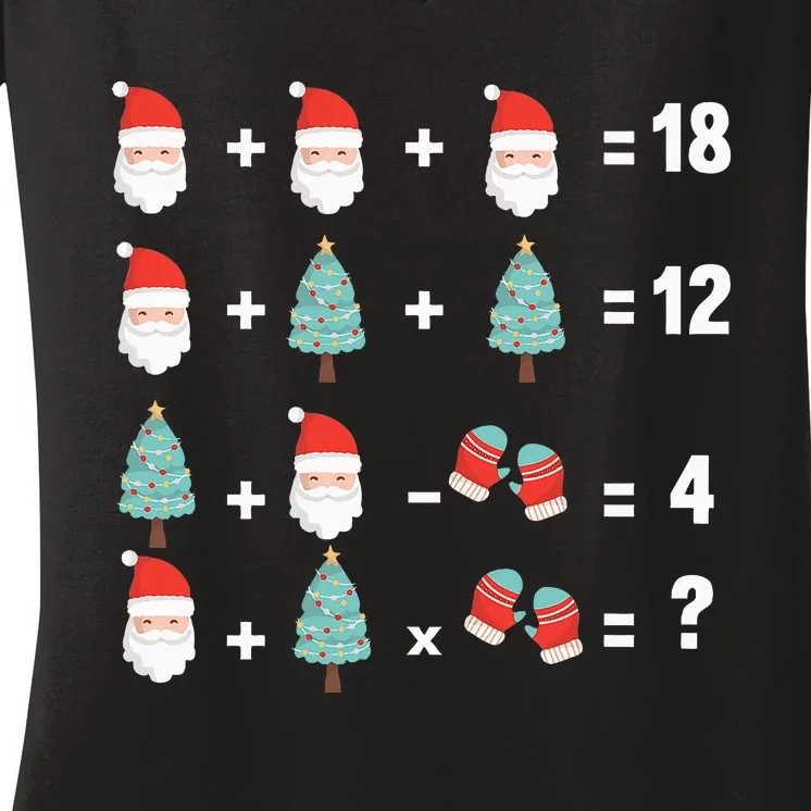 Math Equation Christmas Pajama Cool Teacher Santa Xmas Tree Women's V-Neck T-Shirt