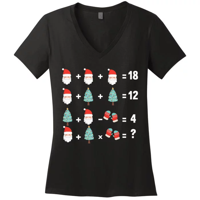 Math Equation Christmas Pajama Cool Teacher Santa Xmas Tree Women's V-Neck T-Shirt