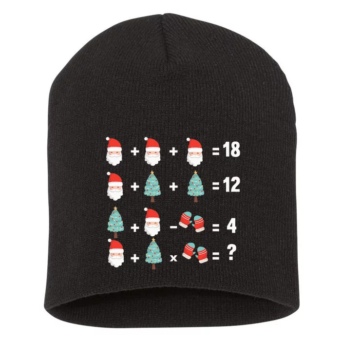 Math Equation Christmas Pajama Cool Teacher Santa Xmas Tree Short Acrylic Beanie