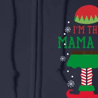 Mama Elf Christmas With Snowflakes Full Zip Hoodie