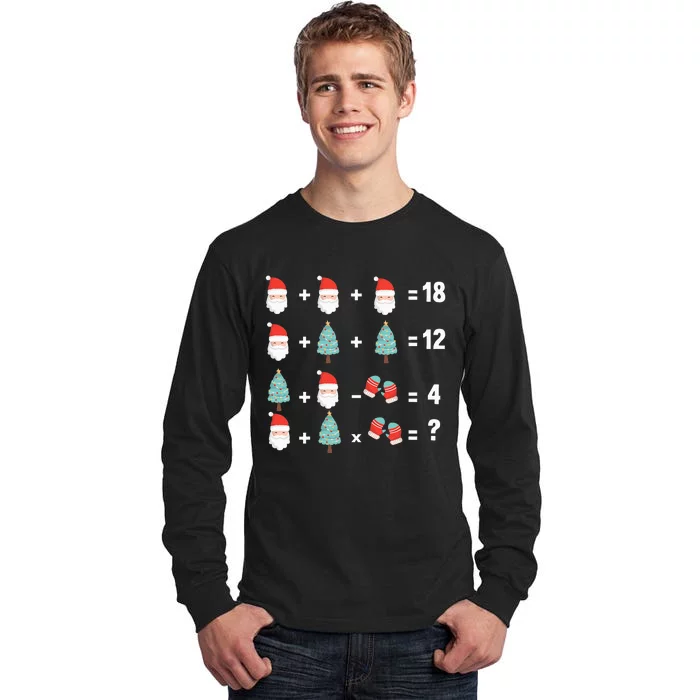 Math Equation Christmas Pajama Cool Teacher Santa XMas Tree Tall Long Sleeve T-Shirt