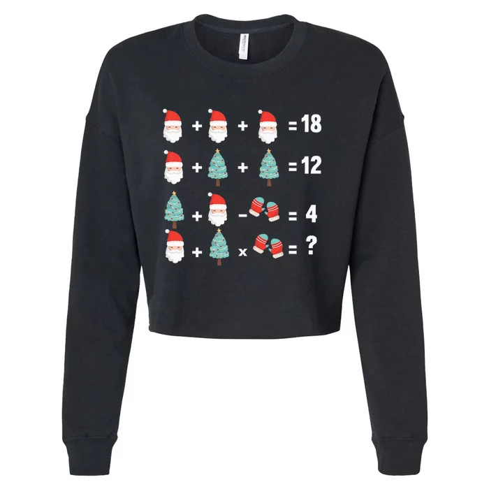 Math Equation Christmas Pajama Cool Teacher Santa XMas Tree Cropped Pullover Crew