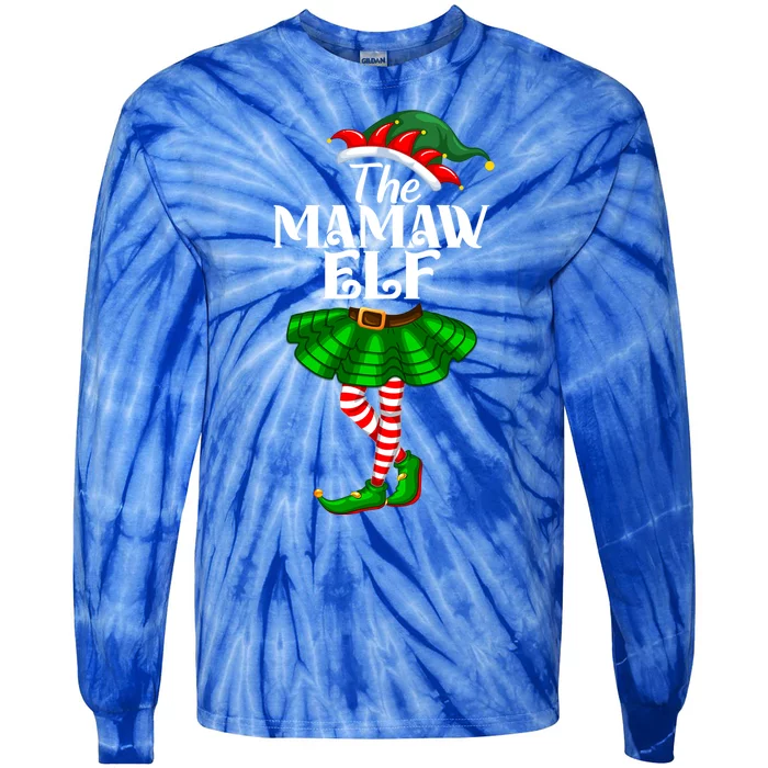 Mamaw Elf Christmas Costume Matching Family Mamaw Elf Squad Gift Tie-Dye Long Sleeve Shirt