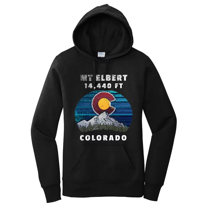 Mt Elbert Colorado Flag Mountain Styled Women's Pullover Hoodie