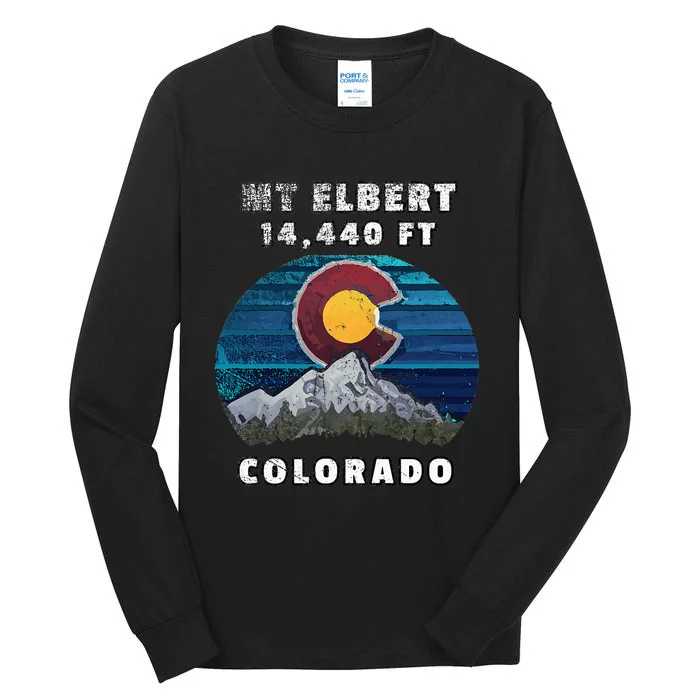 Mt Elbert Colorado Flag Mountain Styled Tall Long Sleeve T-Shirt