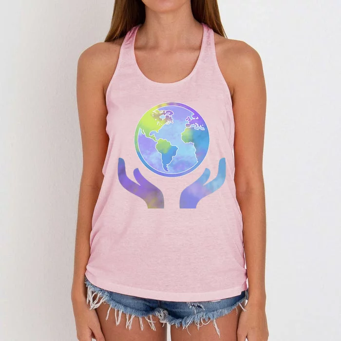 Mother Earth Climate Change Global Warming Earth Day Women's Knotted Racerback Tank