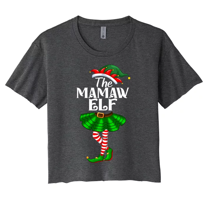 Mamaw Elf Christmas Costume Matching Family Mamaw Elf Squad Gift Women's Crop Top Tee