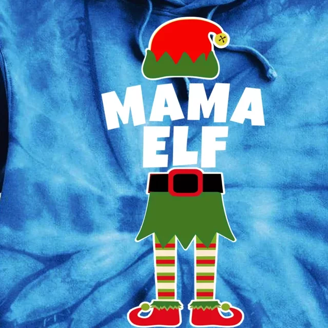 Mama Elf Christmas Holiday Top For Mom Mother Mommy Gift Tie Dye Hoodie