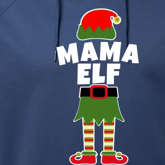 Mama Elf Christmas Holiday Top For Mom Mother Mommy Gift Performance Fleece Hoodie