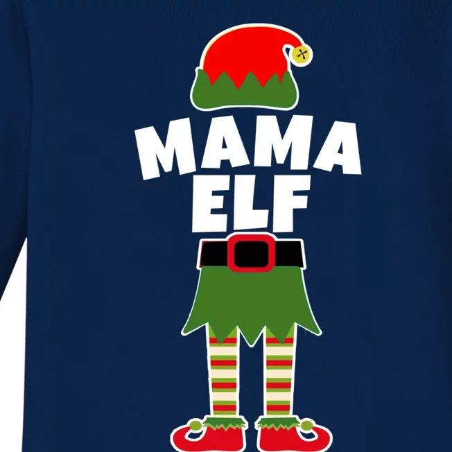 Mama Elf Christmas Holiday Top For Mom Mother Mommy Gift Baby Long Sleeve Bodysuit