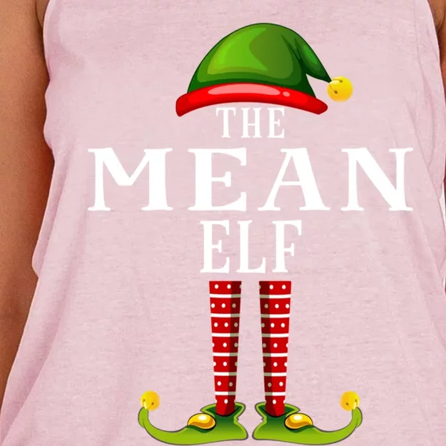 Mean Elf Christmas Matching Family Group Pjs Gift Women's Knotted Racerback Tank