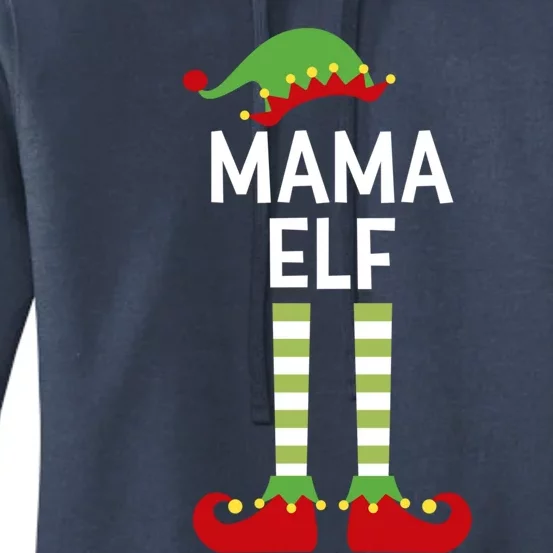 Mama Elf Cute Matching Family Christmas Elves Mom Mother Funny Gift Women's Pullover Hoodie