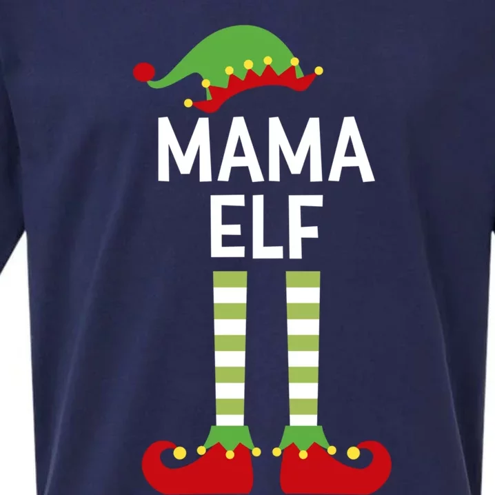 Mama Elf Cute Matching Family Christmas Elves Mom Mother Funny Gift Sueded Cloud Jersey T-Shirt