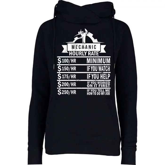 Mechanic Hourly Rate Womens Funnel Neck Pullover Hood