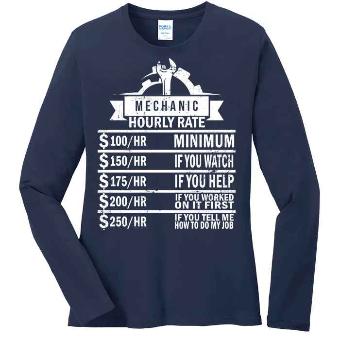 Mechanic Hourly Rate Ladies Long Sleeve Shirt