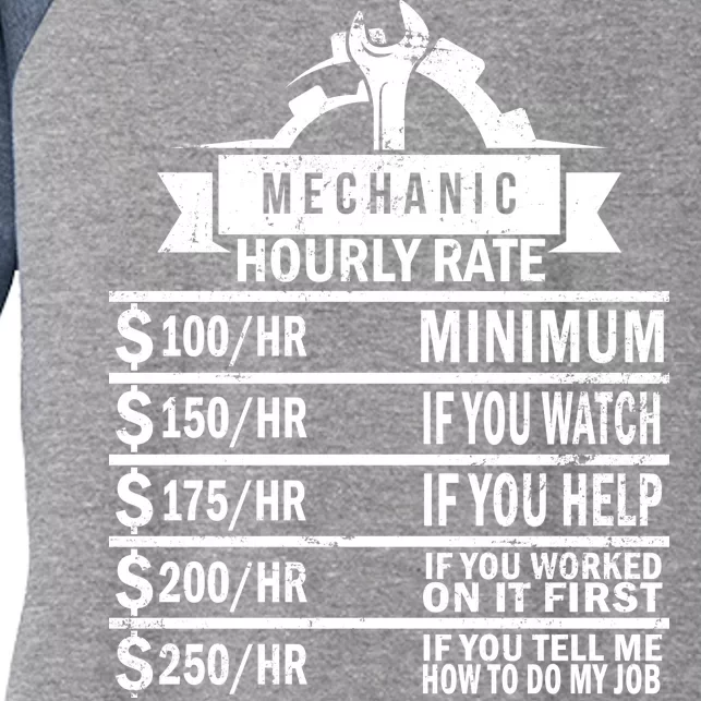 Mechanic Hourly Rate Women's Tri-Blend 3/4-Sleeve Raglan Shirt