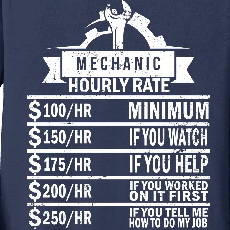 Mechanic Hourly Rate Kids Long Sleeve Shirt