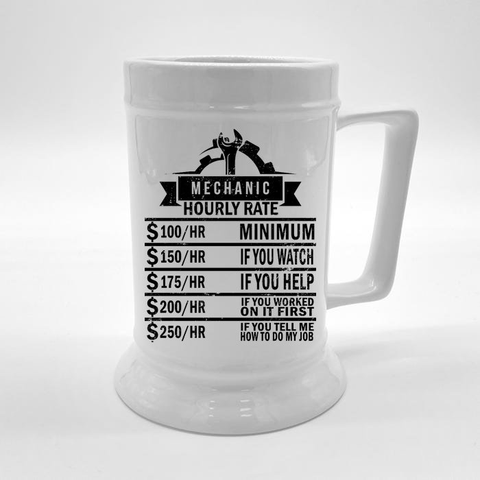 Mechanic Hourly Rate Front & Back Beer Stein