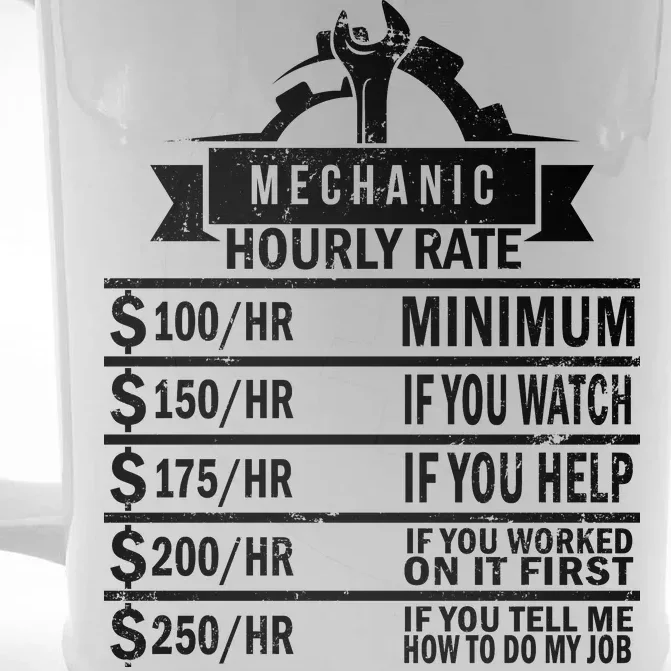 Mechanic Hourly Rate Front & Back Beer Stein