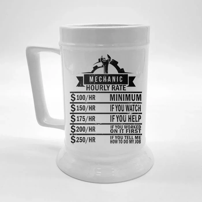 Mechanic Hourly Rate Front & Back Beer Stein