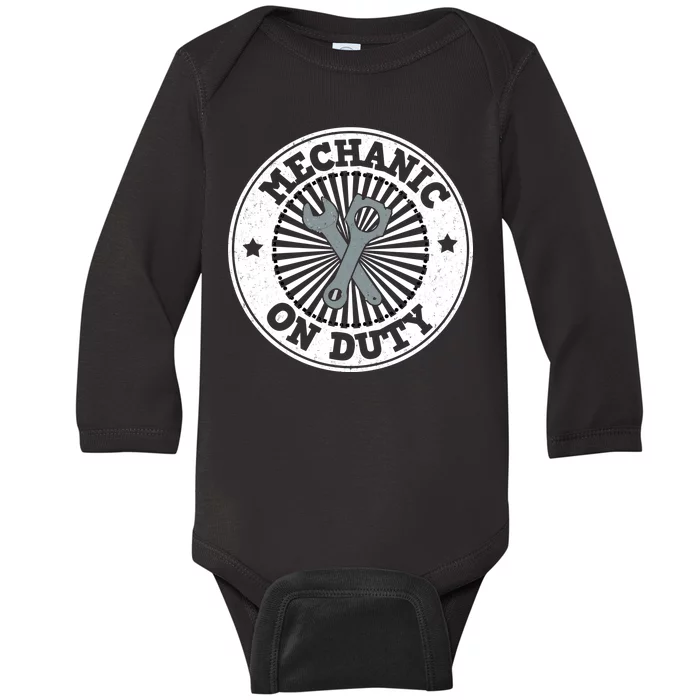 Mechanic On Duty Baby Long Sleeve Bodysuit