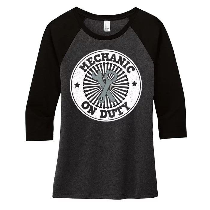 Mechanic On Duty Women's Tri-Blend 3/4-Sleeve Raglan Shirt