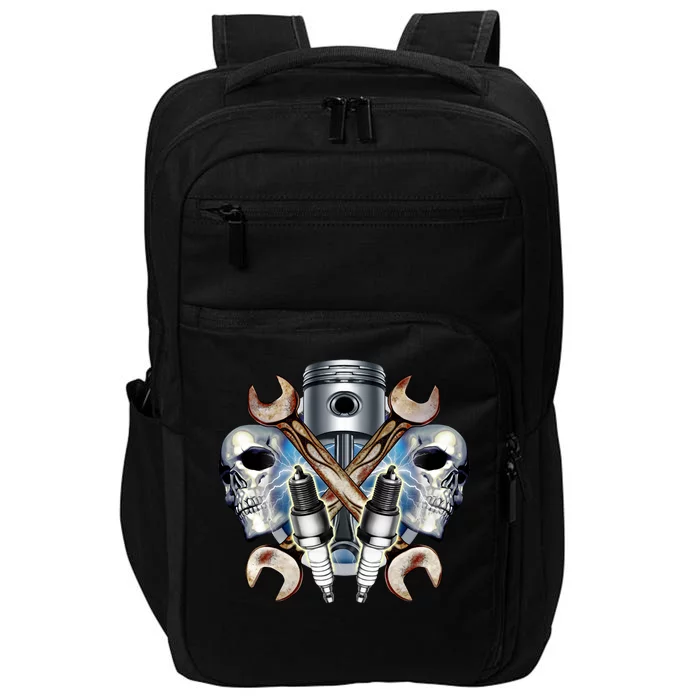 Mechanic Skulls With Wrench & Spark Plugs Impact Tech Backpack