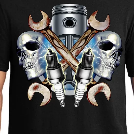 Mechanic Skulls With Wrench & Spark Plugs Pajama Set