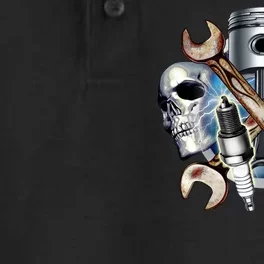 Mechanic Skulls With Wrench & Spark Plugs Dry Zone Grid Performance Polo