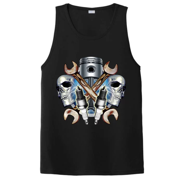 Mechanic Skulls With Wrench & Spark Plugs Performance Tank