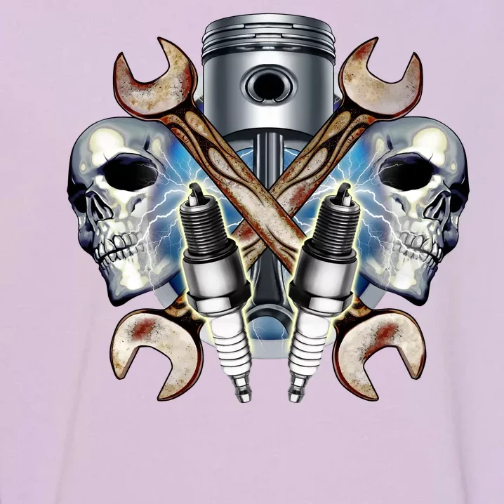 Mechanic Skulls With Wrench & Spark Plugs Garment-Dyed Sweatshirt