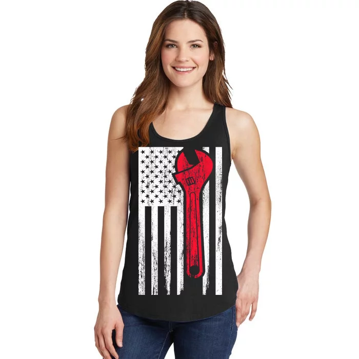 Mechanic USA American Flag Ladies Essential Tank