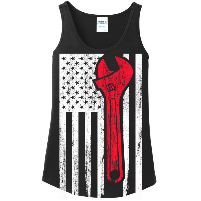 Mechanic USA American Flag Ladies Essential Tank