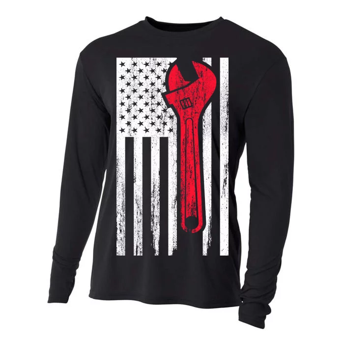 Mechanic USA American Flag Cooling Performance Long Sleeve Crew