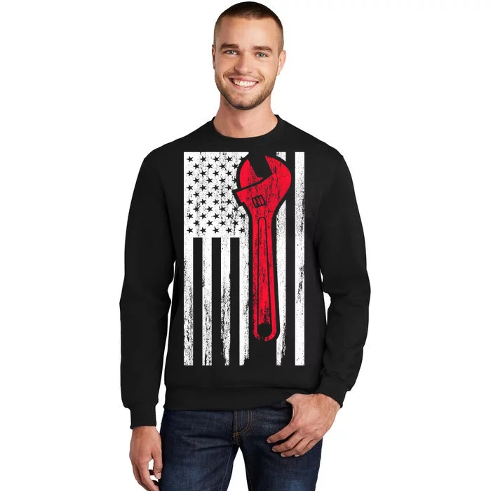 Mechanic USA American Flag Tall Sweatshirt