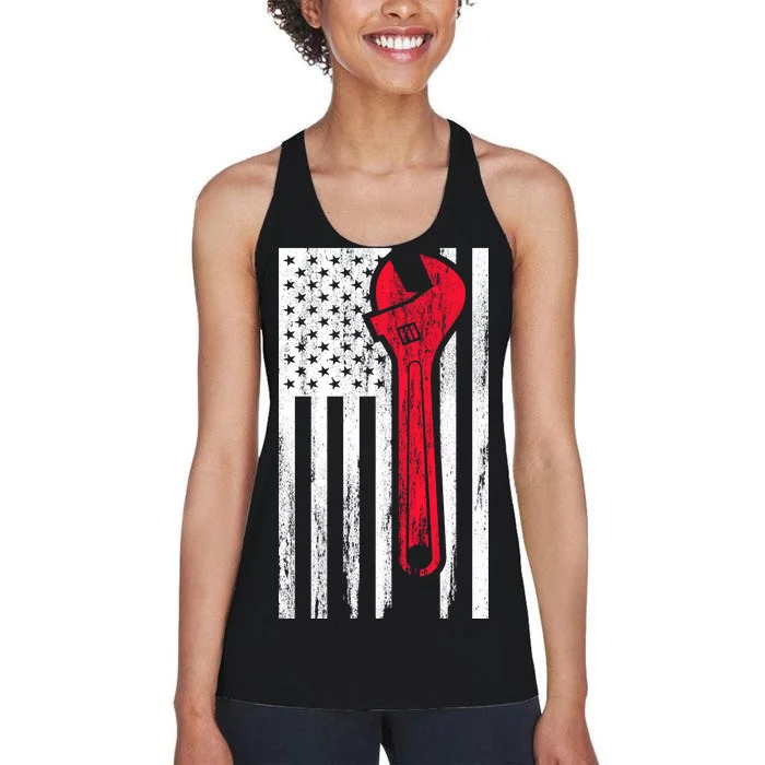 Mechanic USA American Flag Women's Racerback Tank