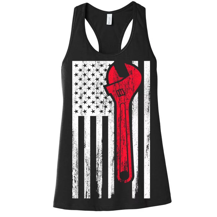 Mechanic USA American Flag Women's Racerback Tank