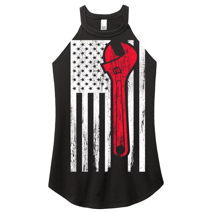 Mechanic USA American Flag Women’s Perfect Tri Rocker Tank