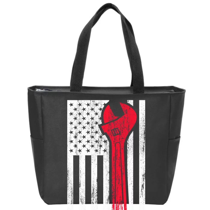 Mechanic USA American Flag Zip Tote Bag